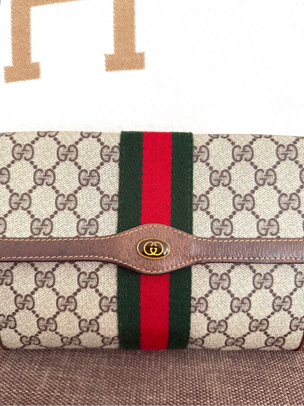 Authentic Gucci supreme monogram canvas clutch bag brown leather - Picture 14 of 16